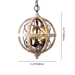 Elegant Rustic Weathered Wood Globe Chandelier Lamp – Perfect Lighting Fixture